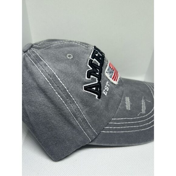 🇺🇸 America Baseball Cap – Distressed Vintage Style with Flag Embroidery 🇺🇸 - Picture 3 of 4